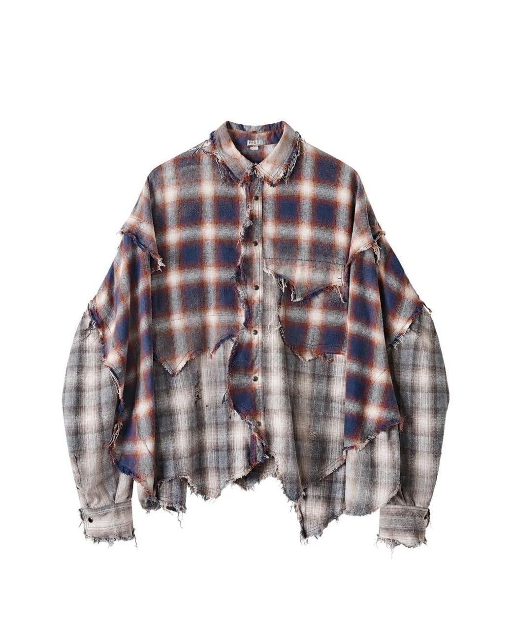 KHOKI Natural Distressed Checked Shirt