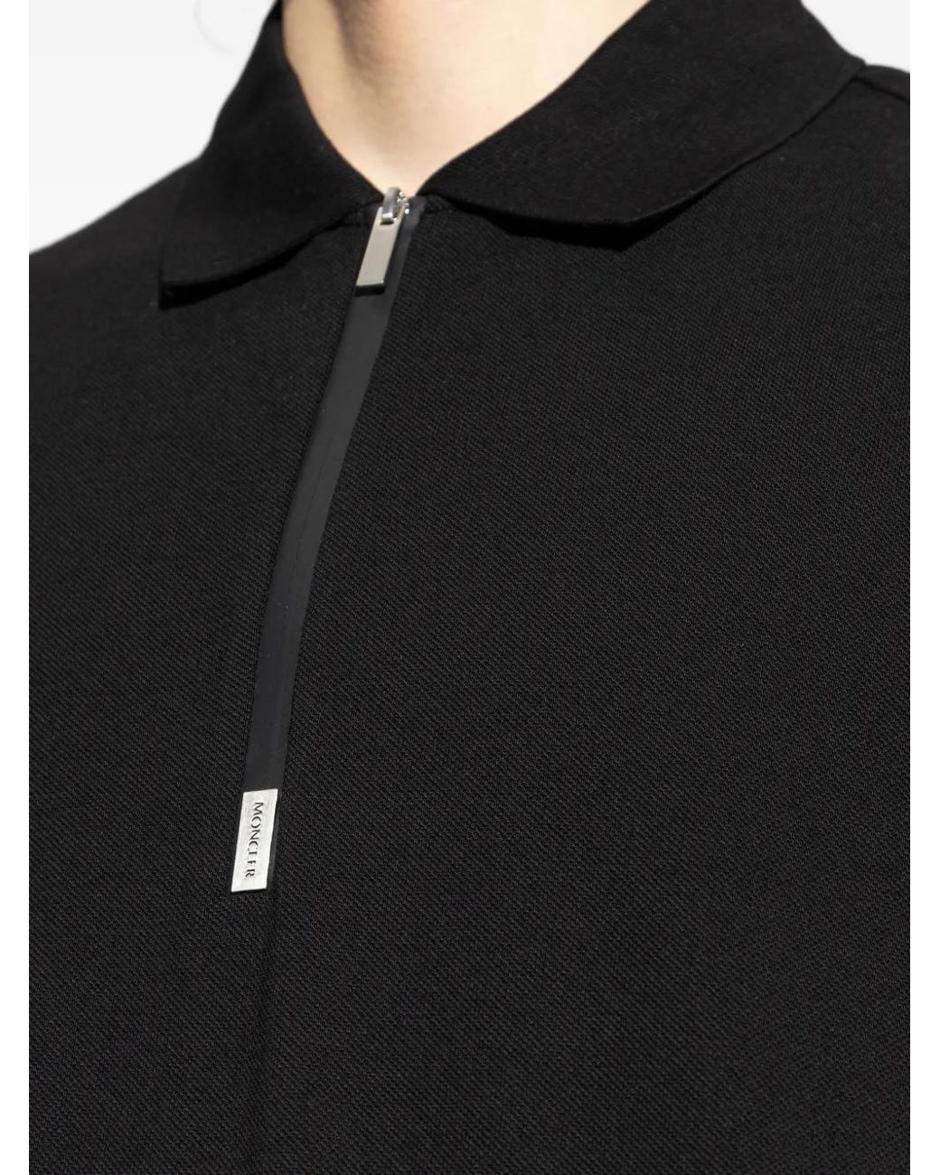 Moncler Black Zip Polo Shirt for men