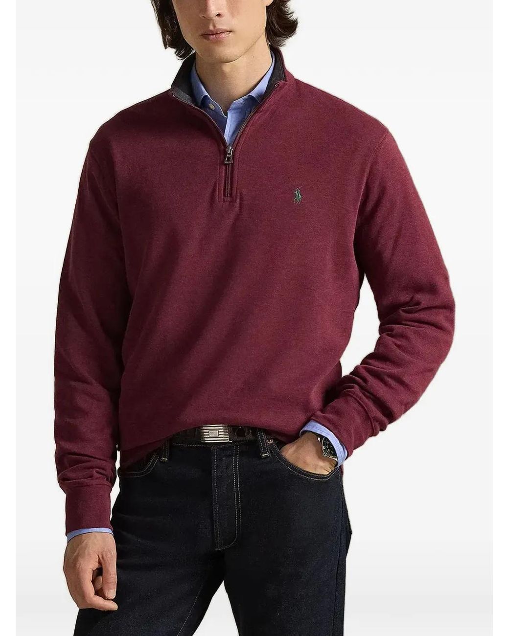 Polo Ralph Lauren Quarter-Zip Embroidered-Logo Sweater for men