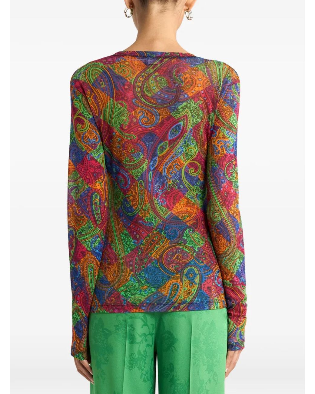 Etro Red Geometric Paisley-Pattern Top