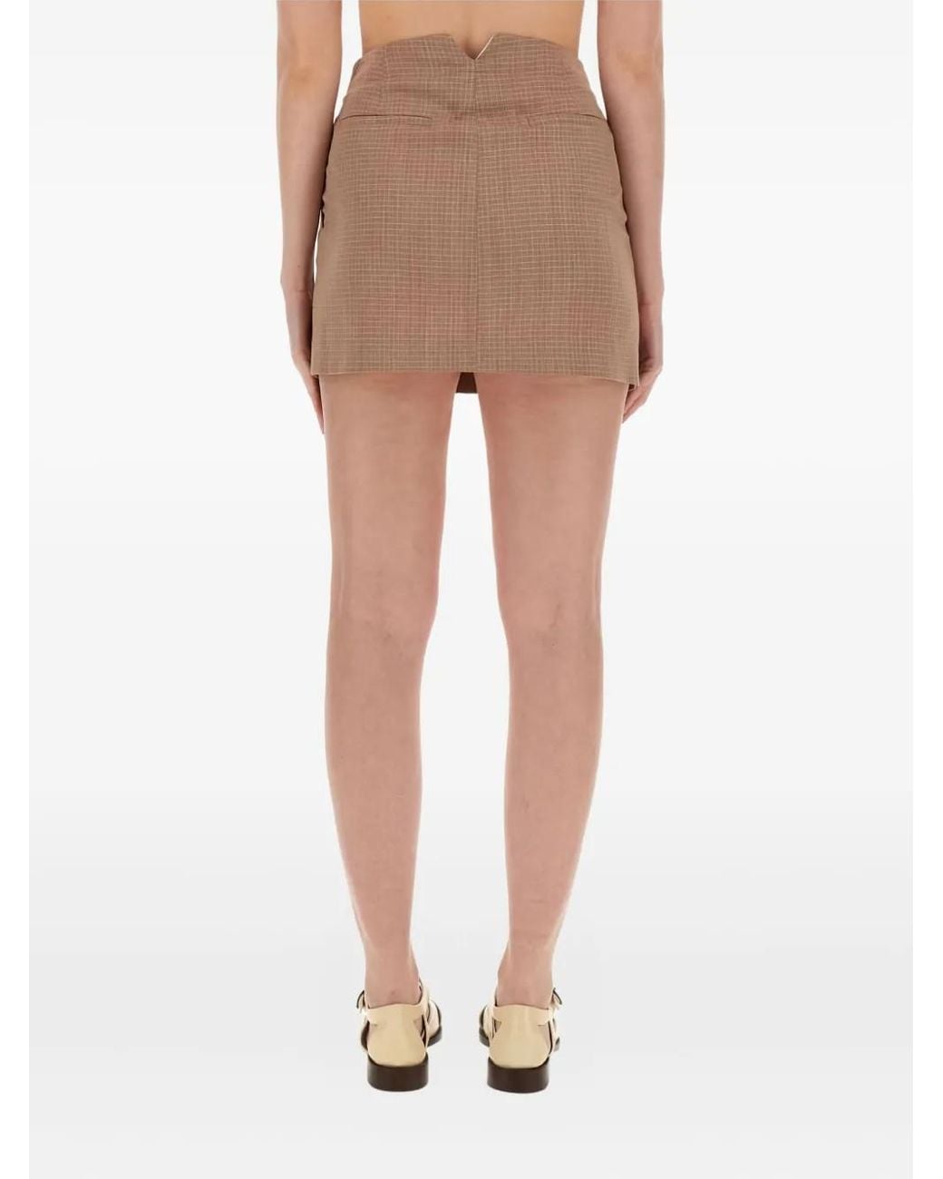 Alysi Natural Checked Mini Skirt
