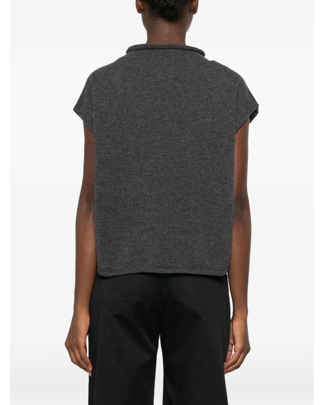 Whyci Black Roll-Neck Sleveless Jumper