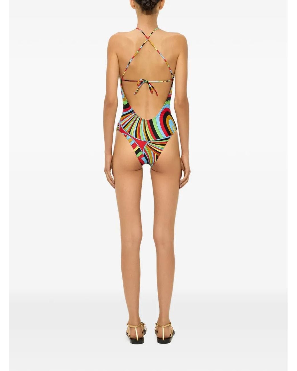 Emilio Pucci White Iride Print Swimsuit