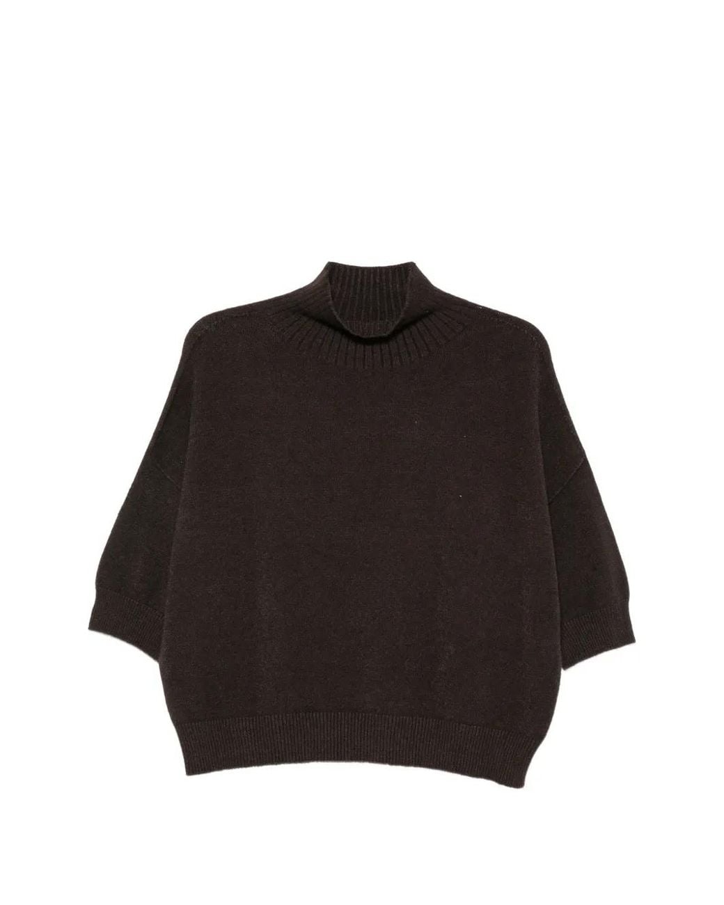 Imperial Black High-Neck Short-Sleeve Sweater