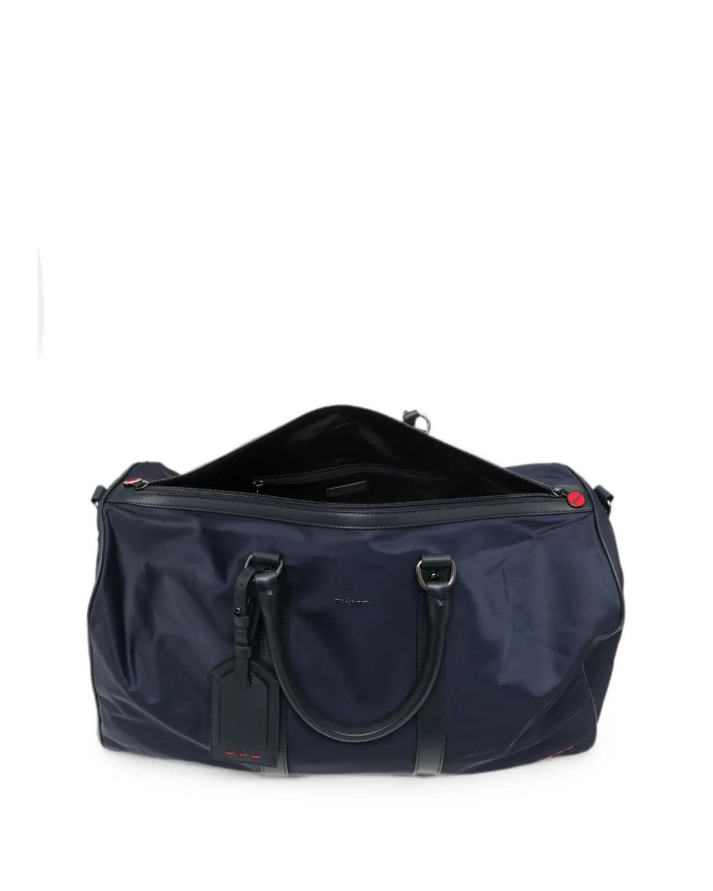 Kiton Blue Leather-Trim Luggage-Tag Holdall for men