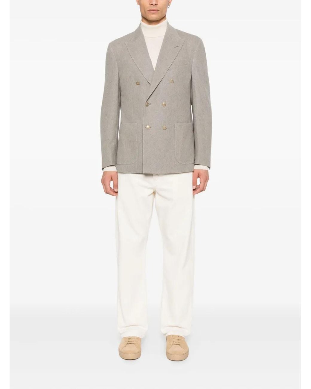 Eleventy Gray Double-Breasted Blazer for men