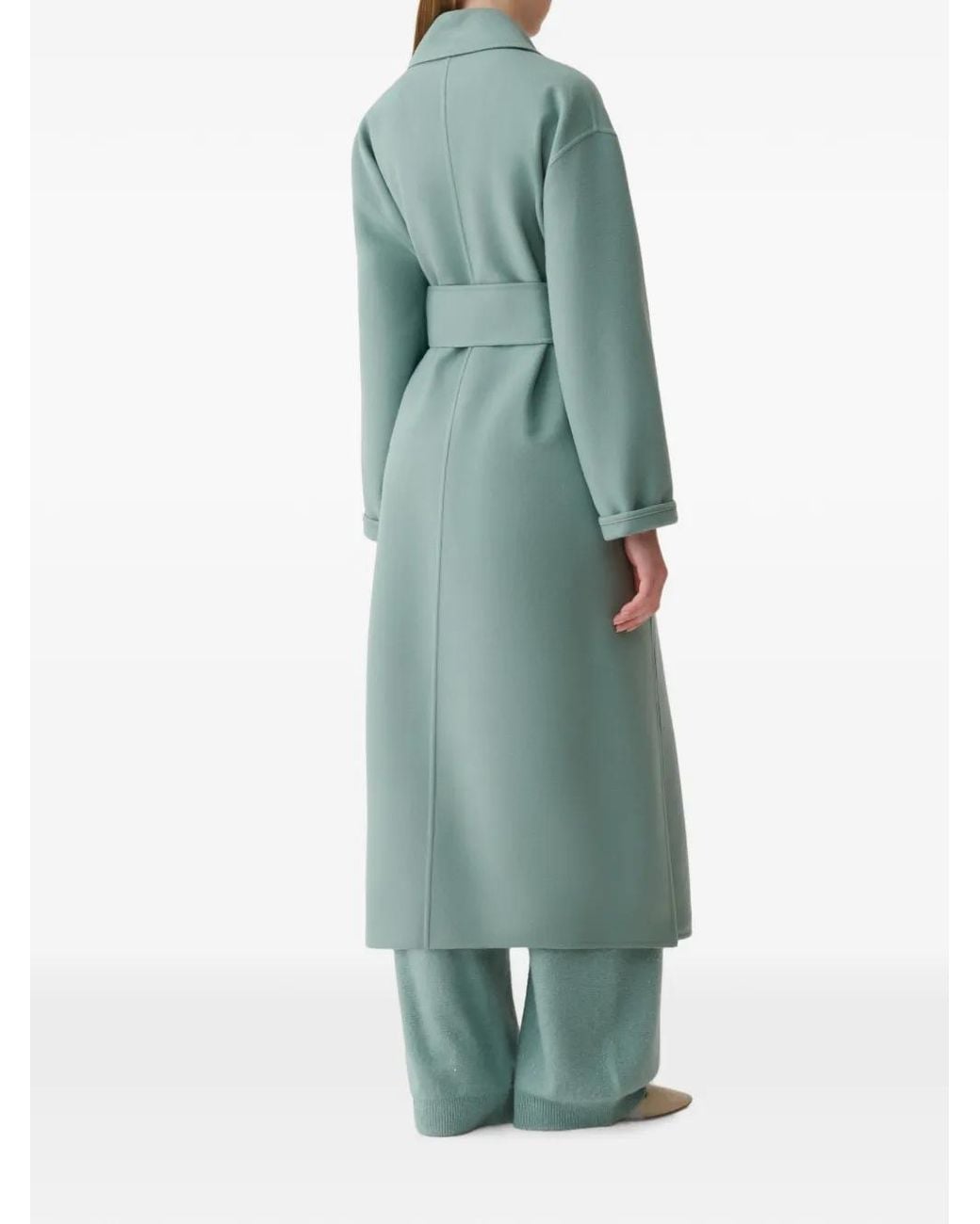 Fabiana Filippi Green Belted Notch-Lapel Coat