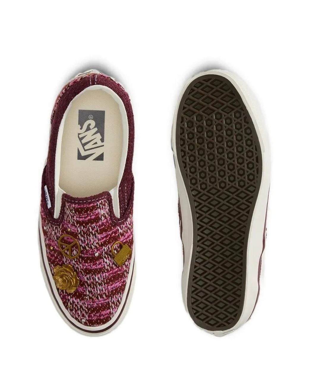 Vans White Charm-Embellished Tweed Sneakers