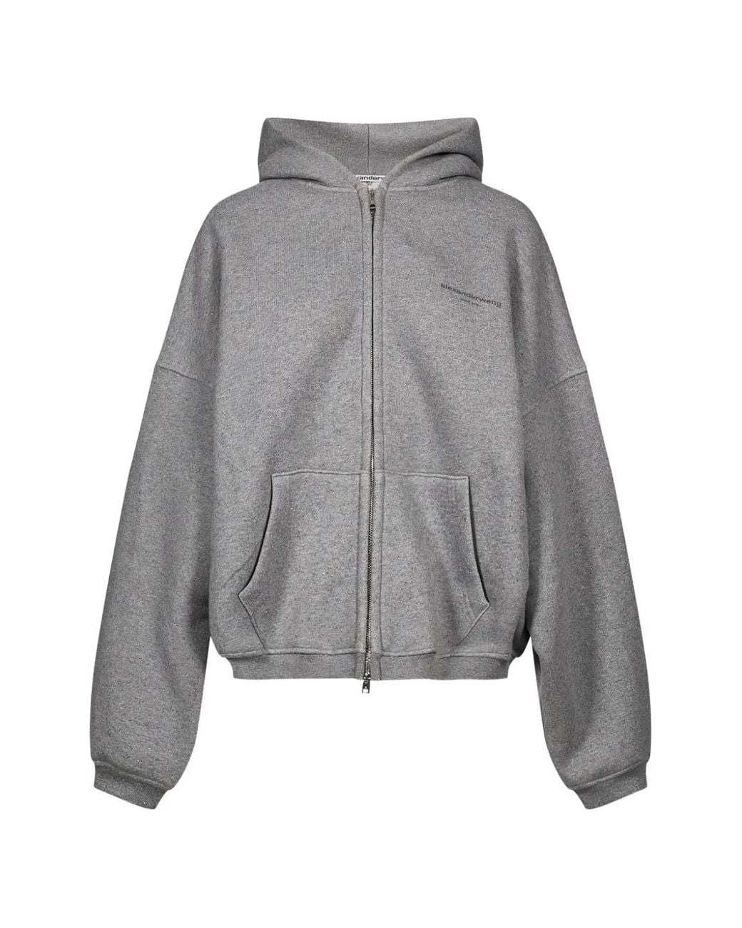 Alexander Wang Gray Embellished Zip-Up Hoodie