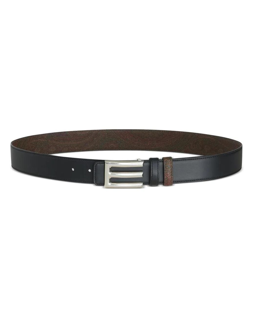 Etro Black Logo-Buckle Reversible Leather Belt for men