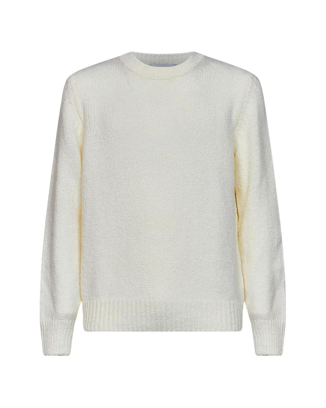D4.0 White Ribbed-Knit Wool Sweater for men