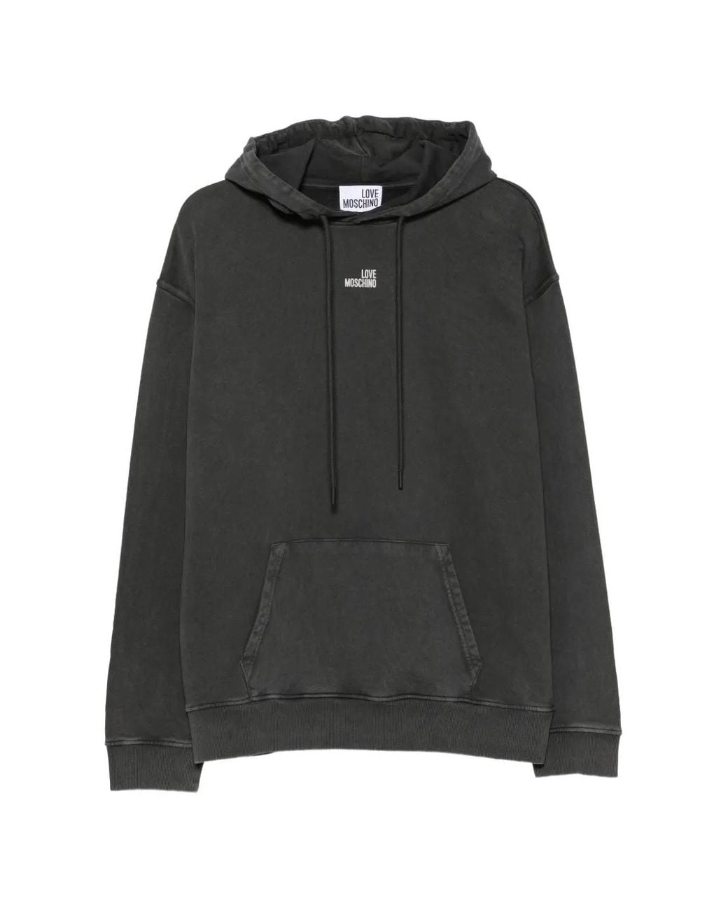 Love Moschino Black Logo-Print Cotton Hoodie for men