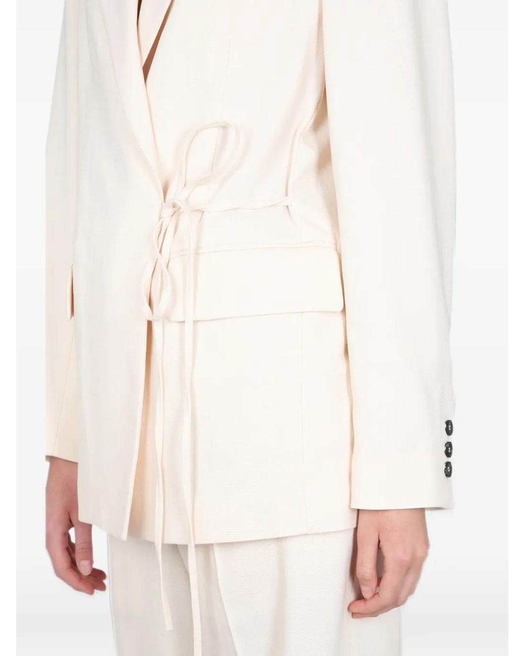 MSGM White Drawstring Notched-Lapel Blazer