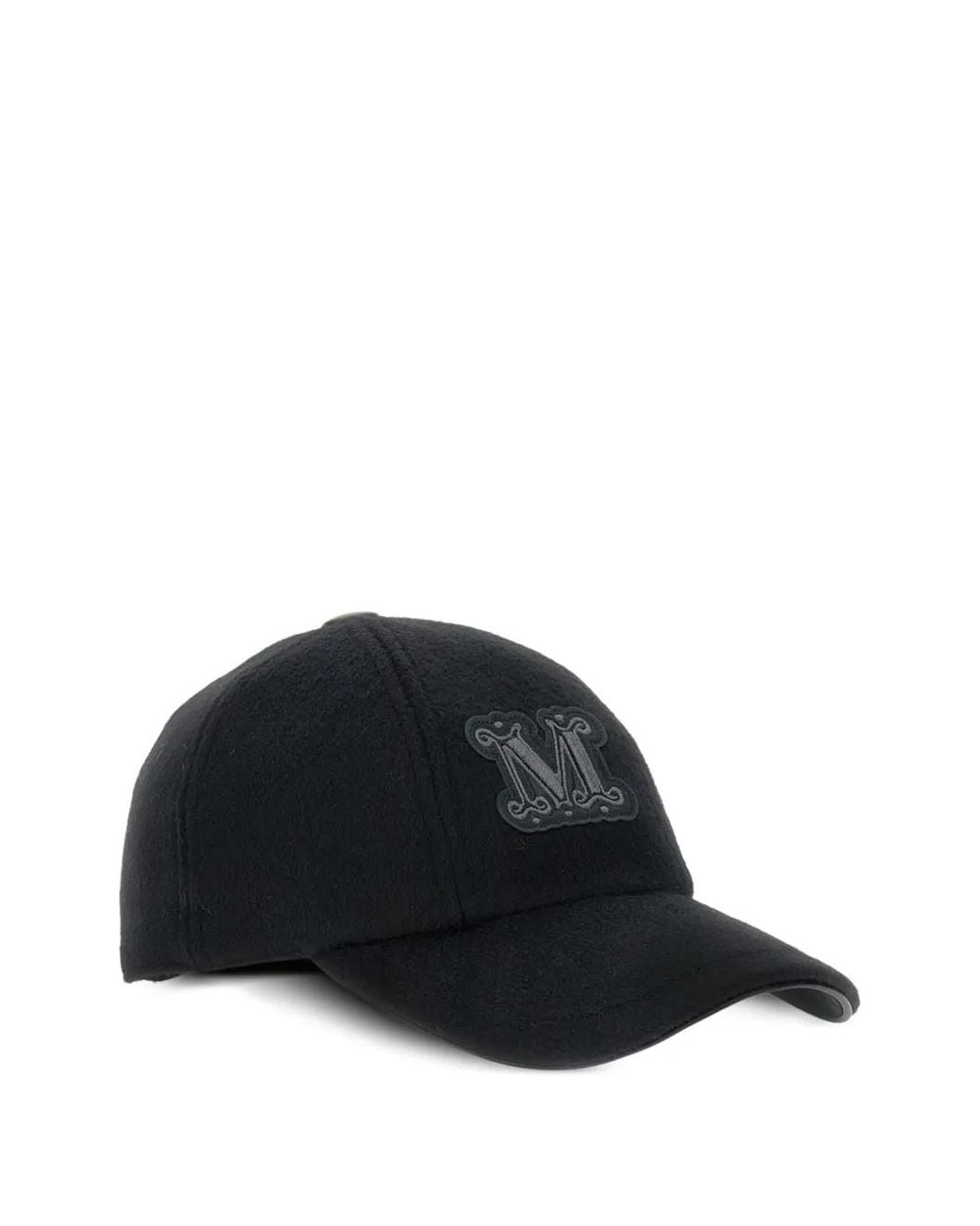 Max Mara Black Logo-Patch Wool Cap