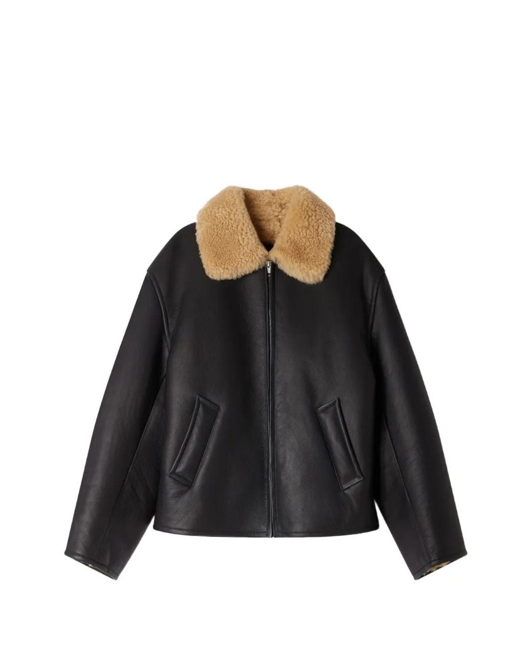 Sandro Black Shearling-Collar Jacket for men