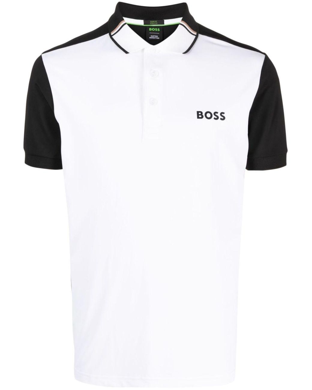 BOSS by HUGO BOSS Two-tone Logo-print Polo Shirt in Black for Men | Lyst