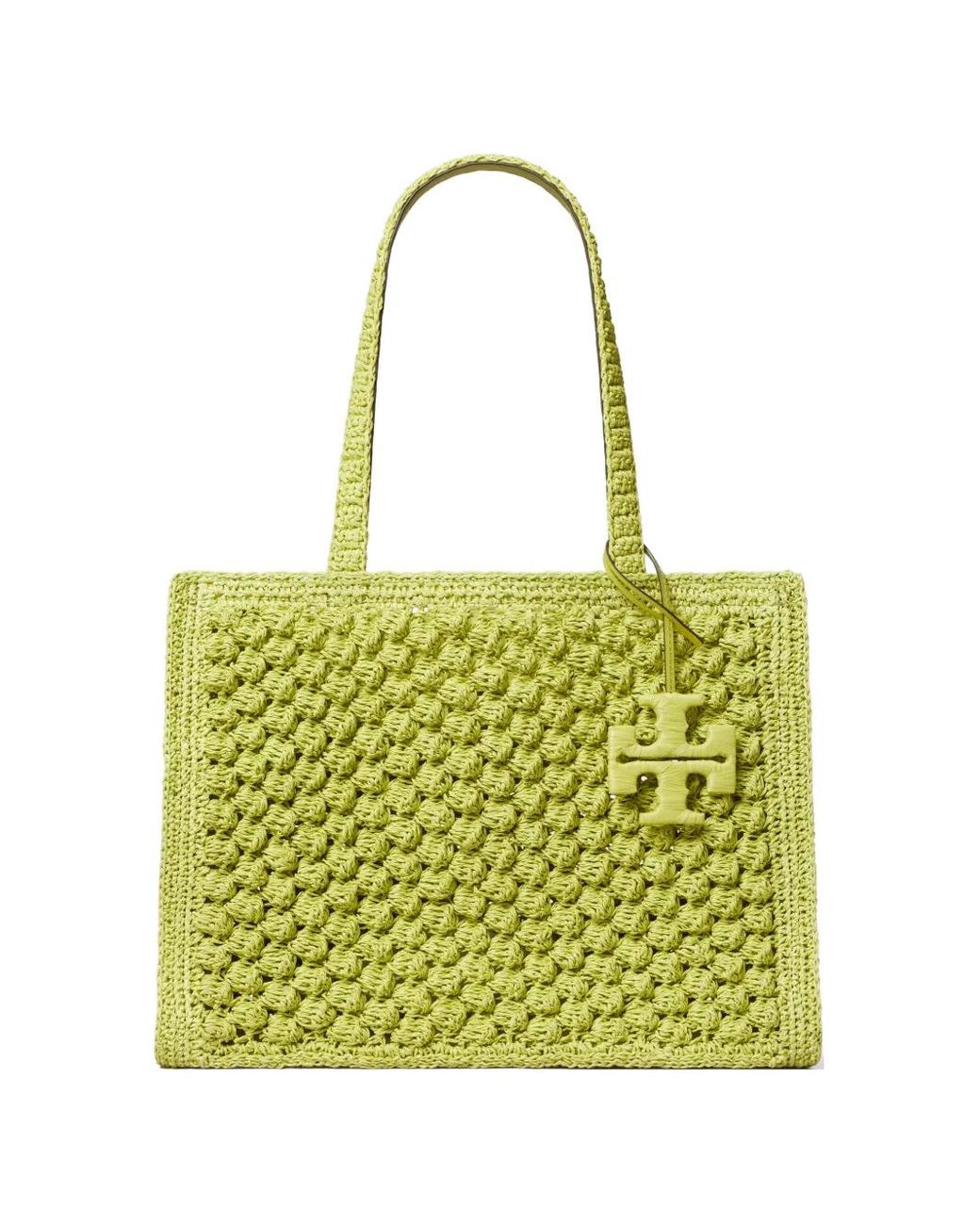 Tory Burch Yellow Small Ella Hand-Crocheted Popcorn Tote