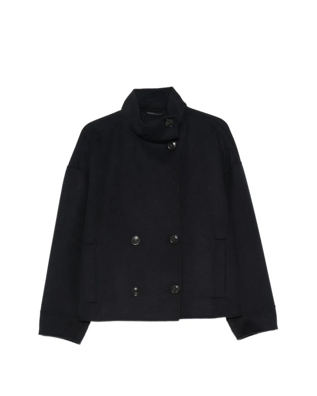 Max Mara Black Double-Breasted High-Neck Jacket
