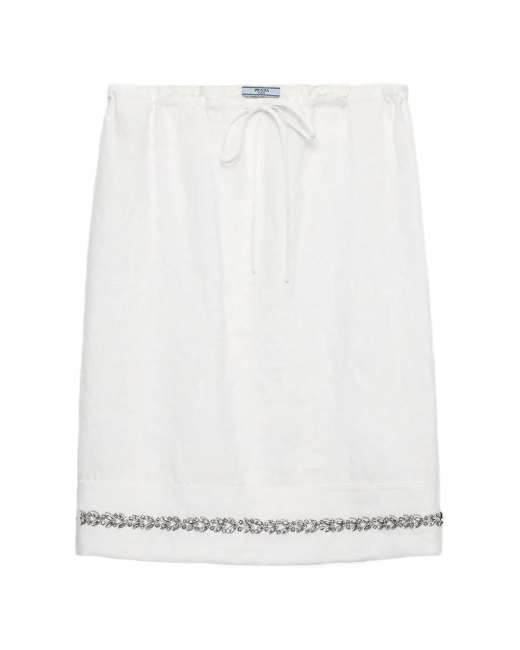 Prada White Jupe En Tissu À Broderies