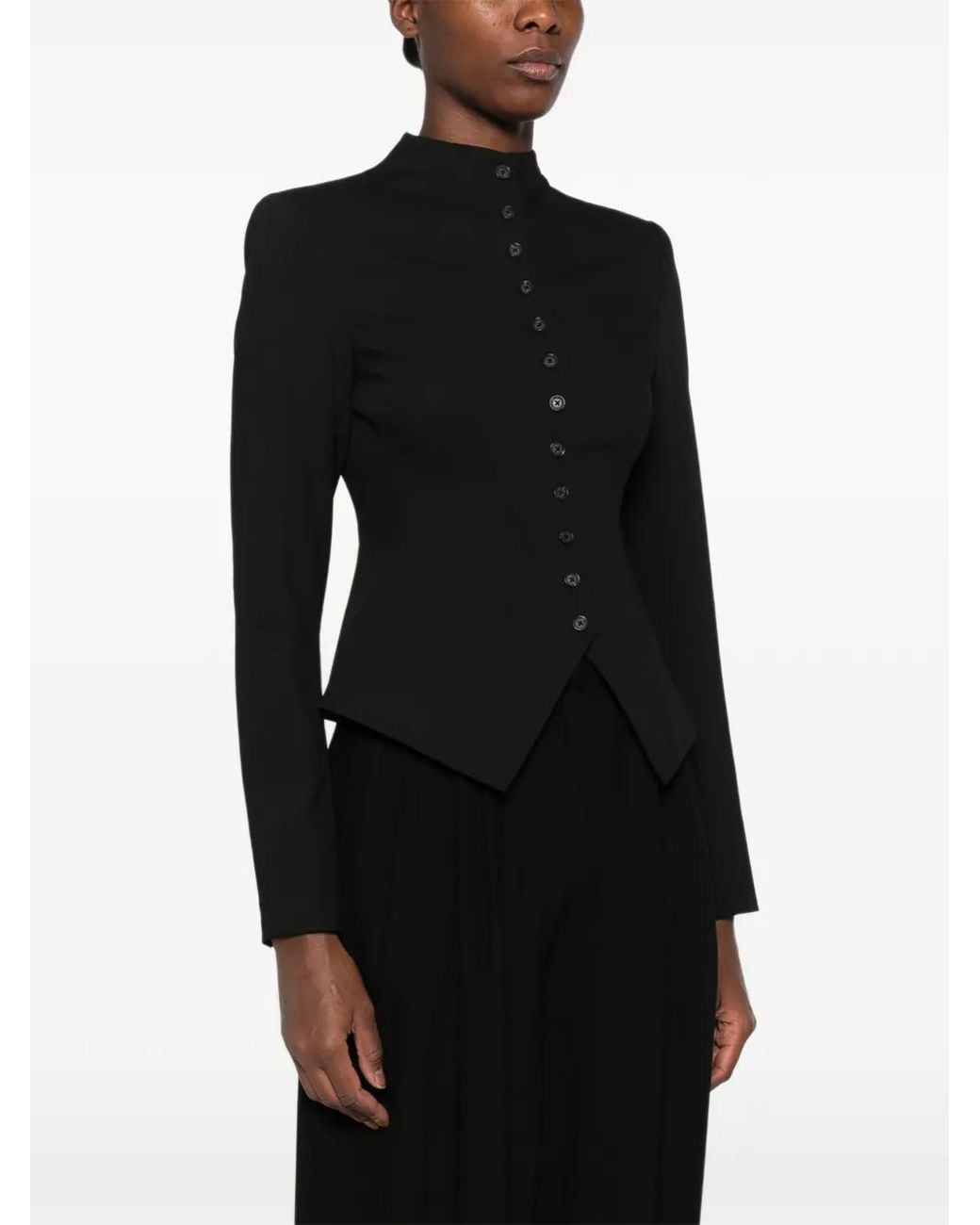 Staud Black Adrian Button-Up Fitted Jacket