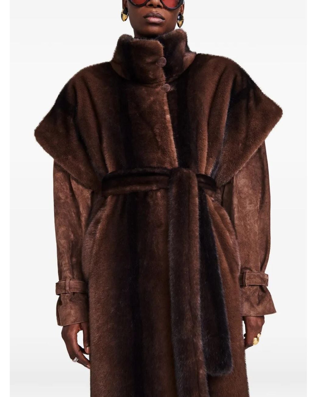 DUCIE Brown Harper Faux-Fur Coat