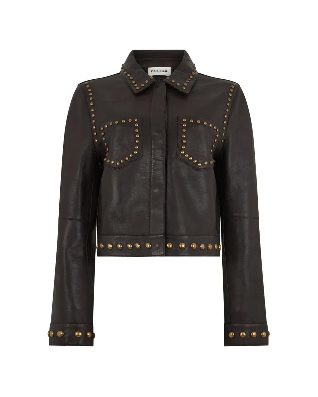 P.A.R.O.S.H. Black Stud-Embellished Leather Jacket