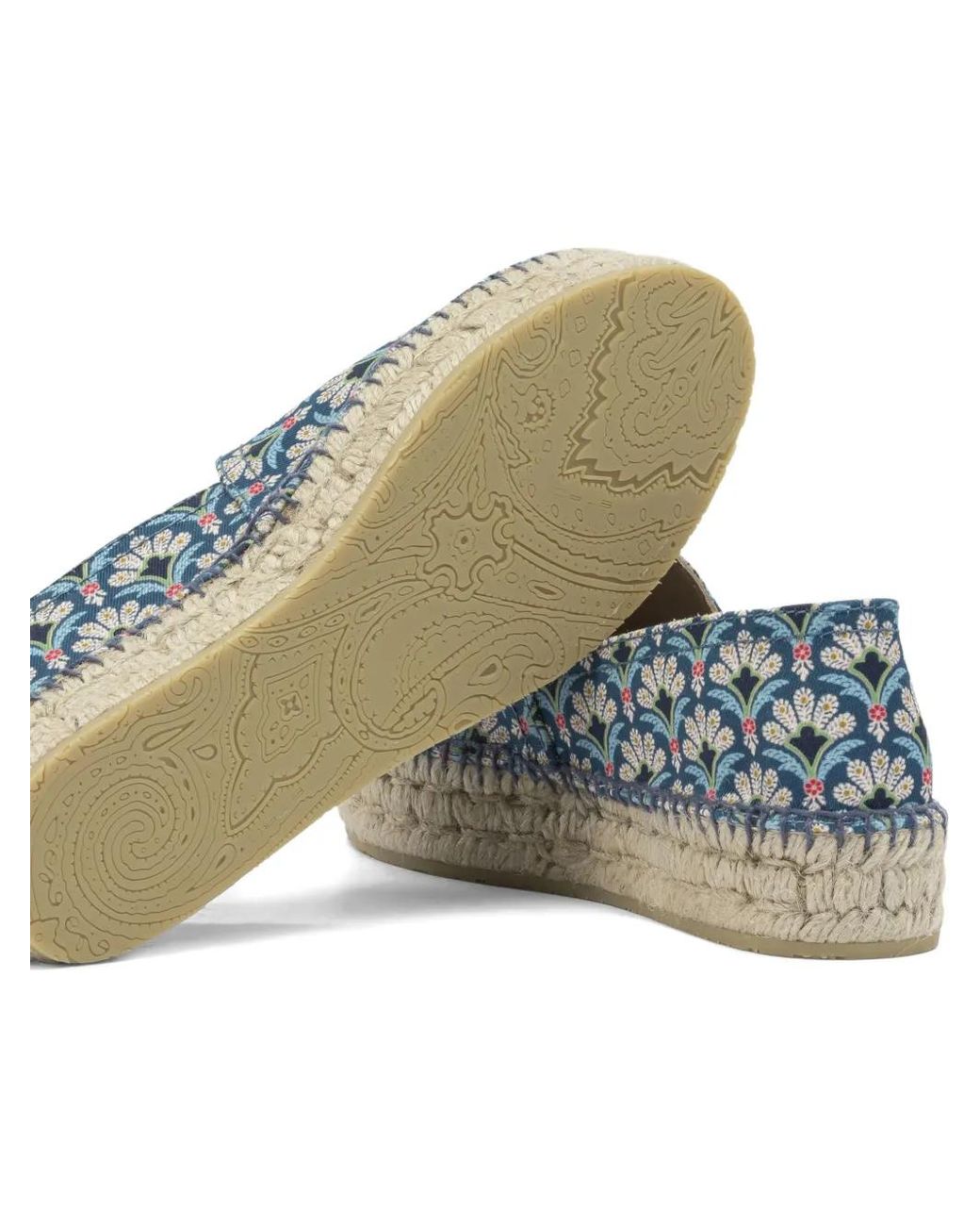 Etro Blue Espadrilles Fleuries À Plateforme