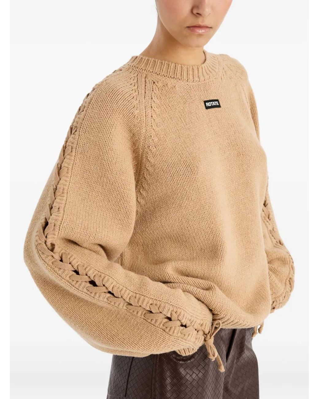 ROTATE BIRGER CHRISTENSEN Natural Langärmeliger Pullover Mit Rundem Ausschnitt