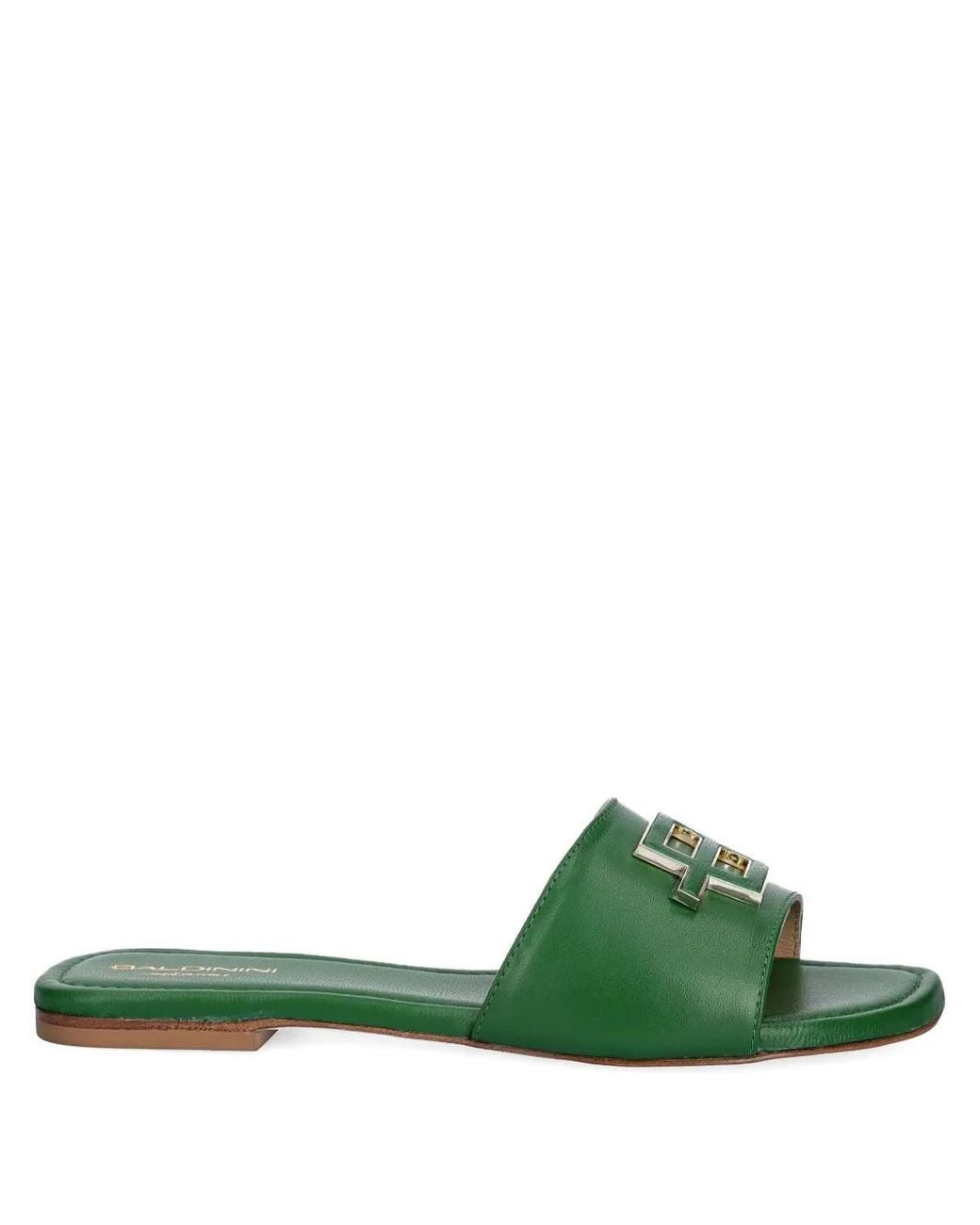 Baldinini Green Logo-Plaque Sandals