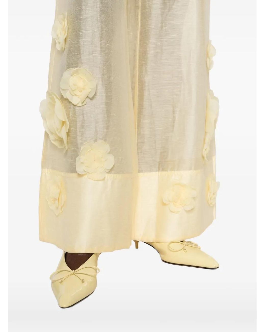 Aje. White Cloudscape Floral-Appliqué Palazzo Pants
