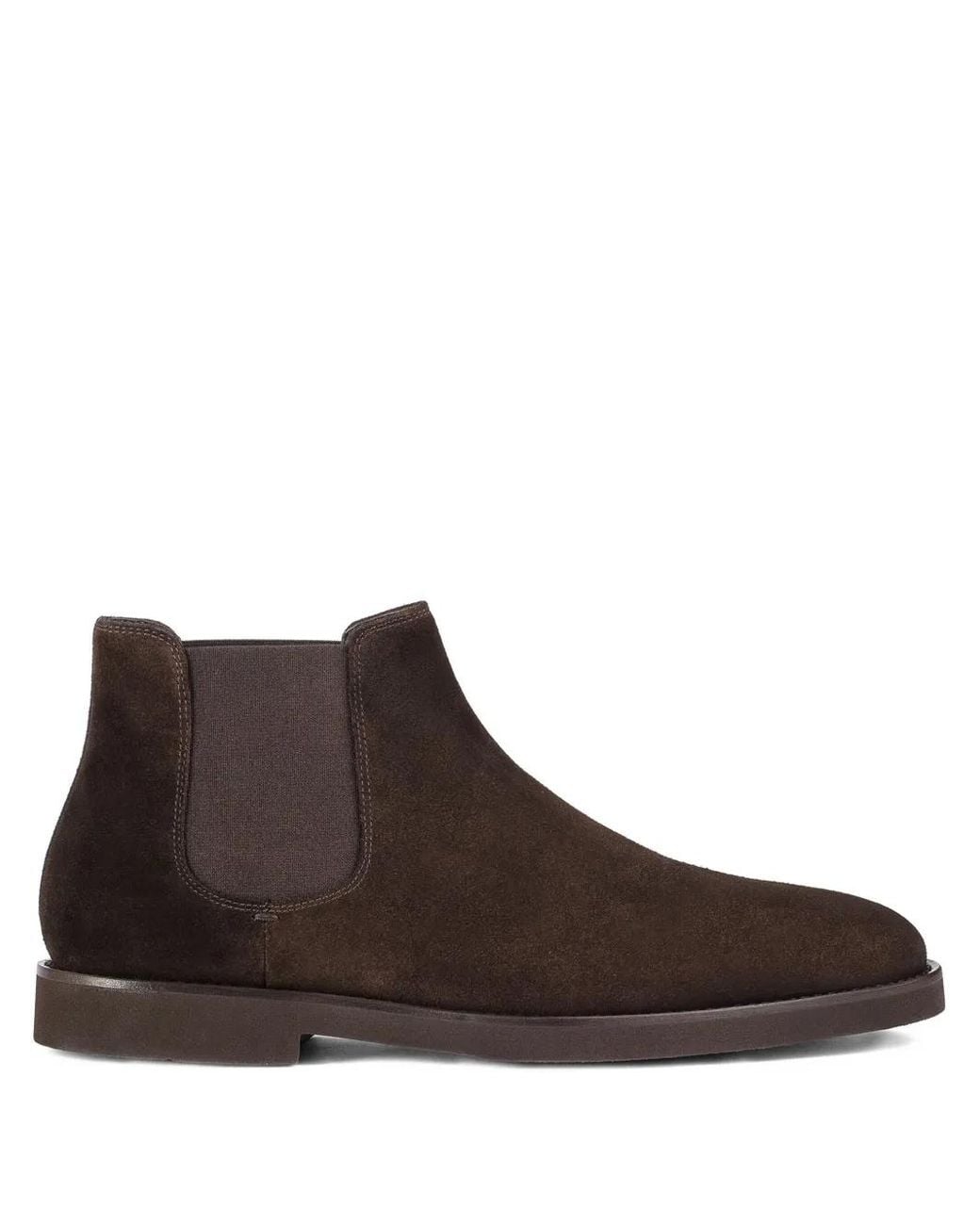 Doucal's Brown Suede Elastic-Sided Ankle Boots for men