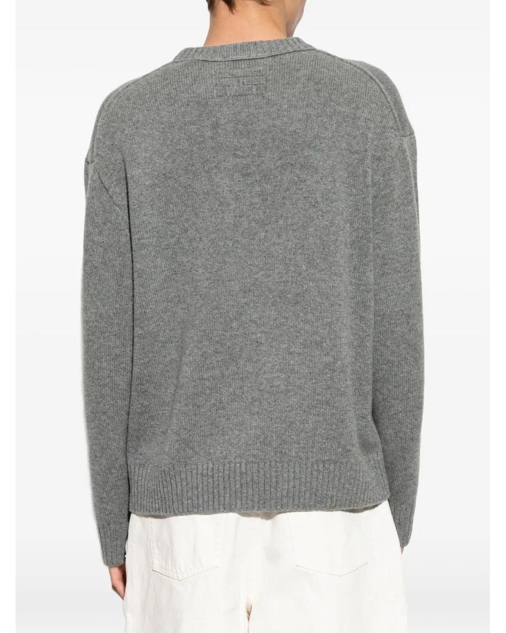 FRAME Gray Crew-Neck Cashmere Sweater for men