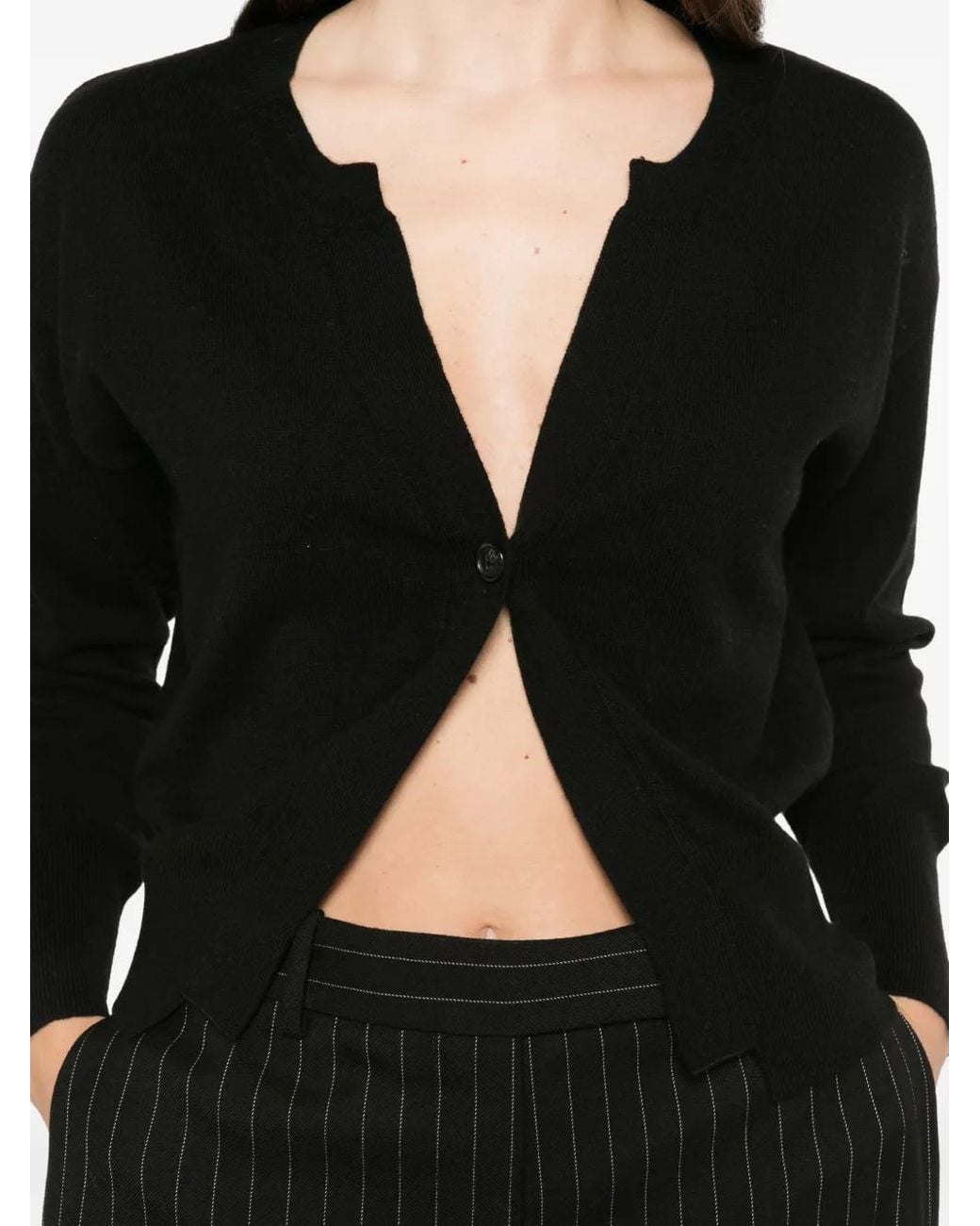 Alpha Studio Black Button-Fastening Long-Sleeve Cardigan