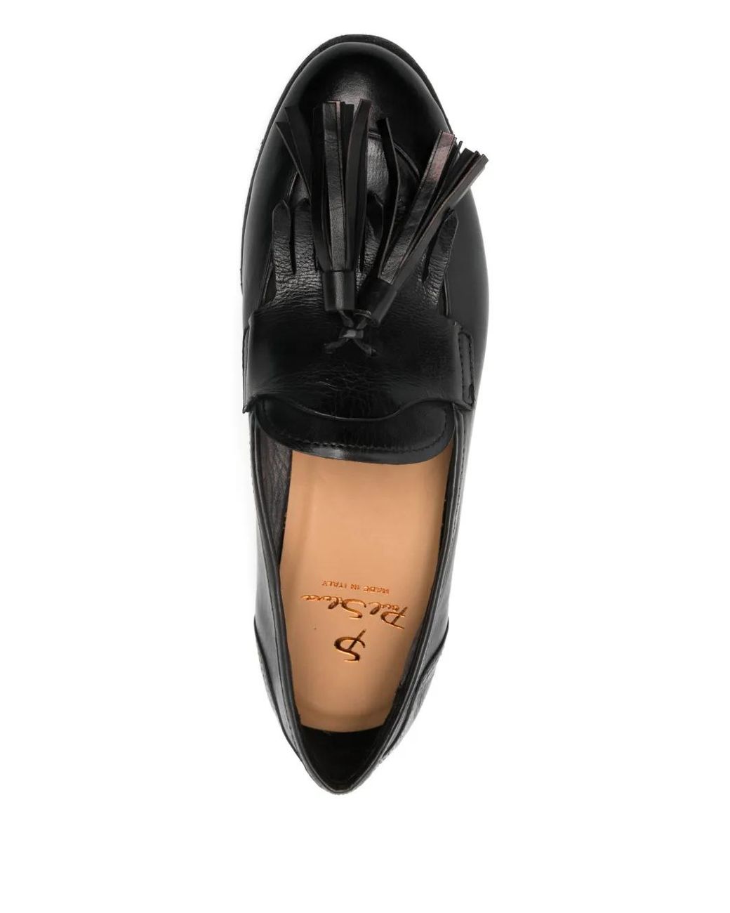 PAUL SILENCE Black Tassel-Detail Leather Loafers