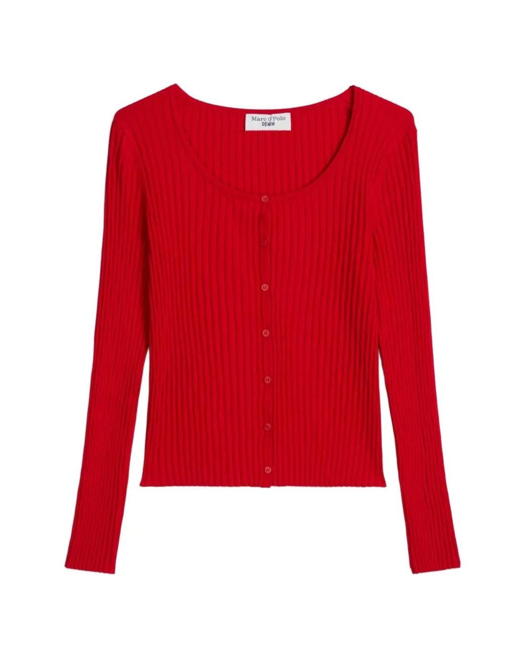 Marc O' Polo Red Ribbed-Knit Cardigan