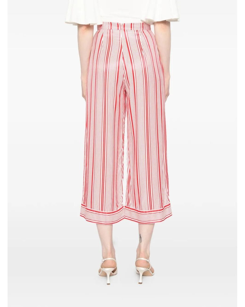 Elisabetta Franchi Pink Striped Wide-Leg Palazzo Pants