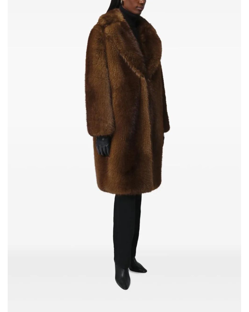 Apparis Brown Steffi Notched-Lapel Coat