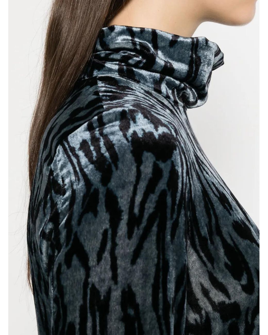 Forte_forte Black Animal-Print Turtleneck Top