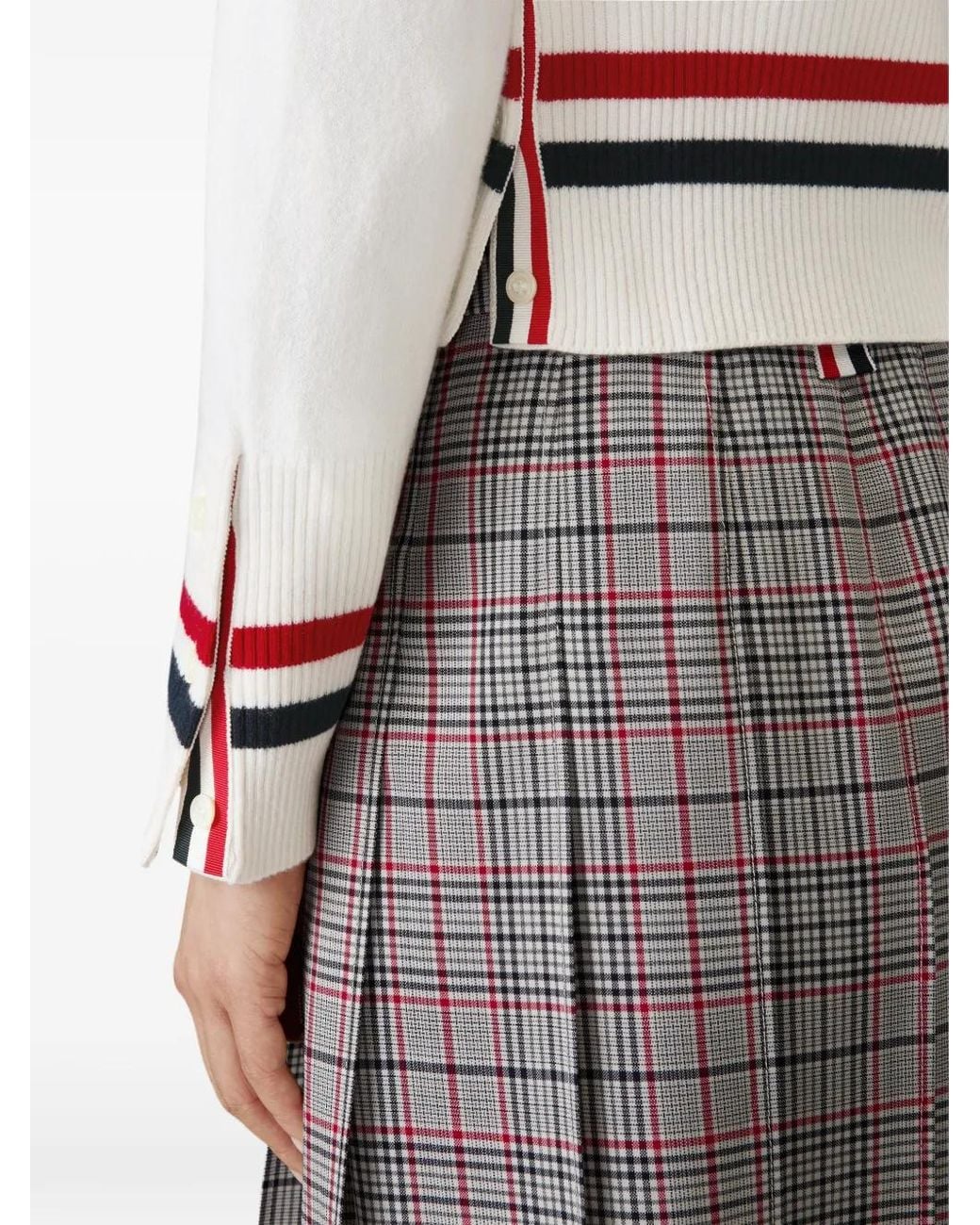Thom Browne White Cashmere Rwb Stripe Shrunken Cardigan