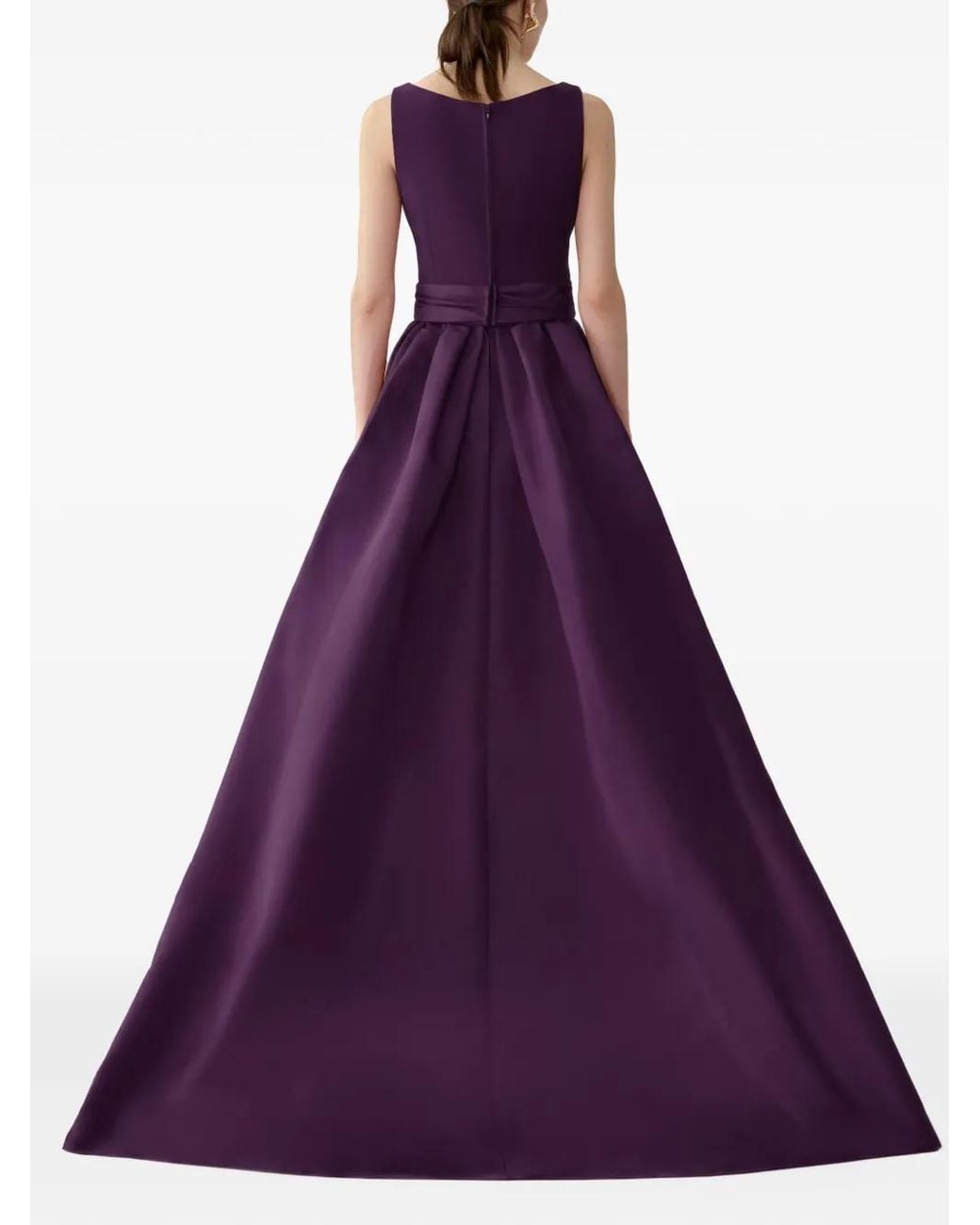 Carolina Herrera Purple Straight Evening Dress With Overskirt