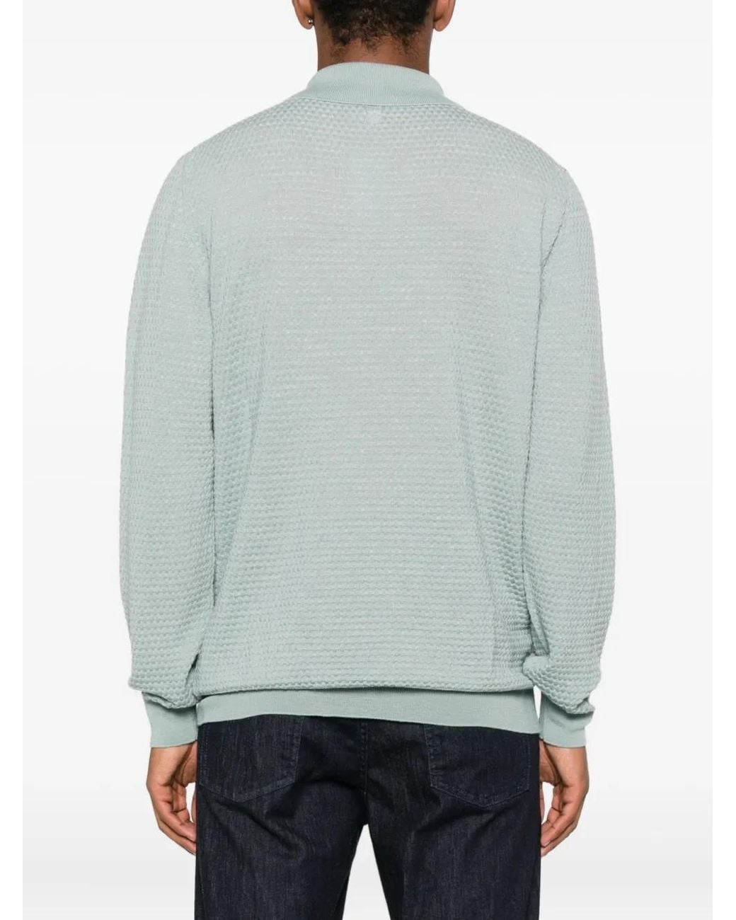 Canali Gray Zip-Neck Polo Shirt for men