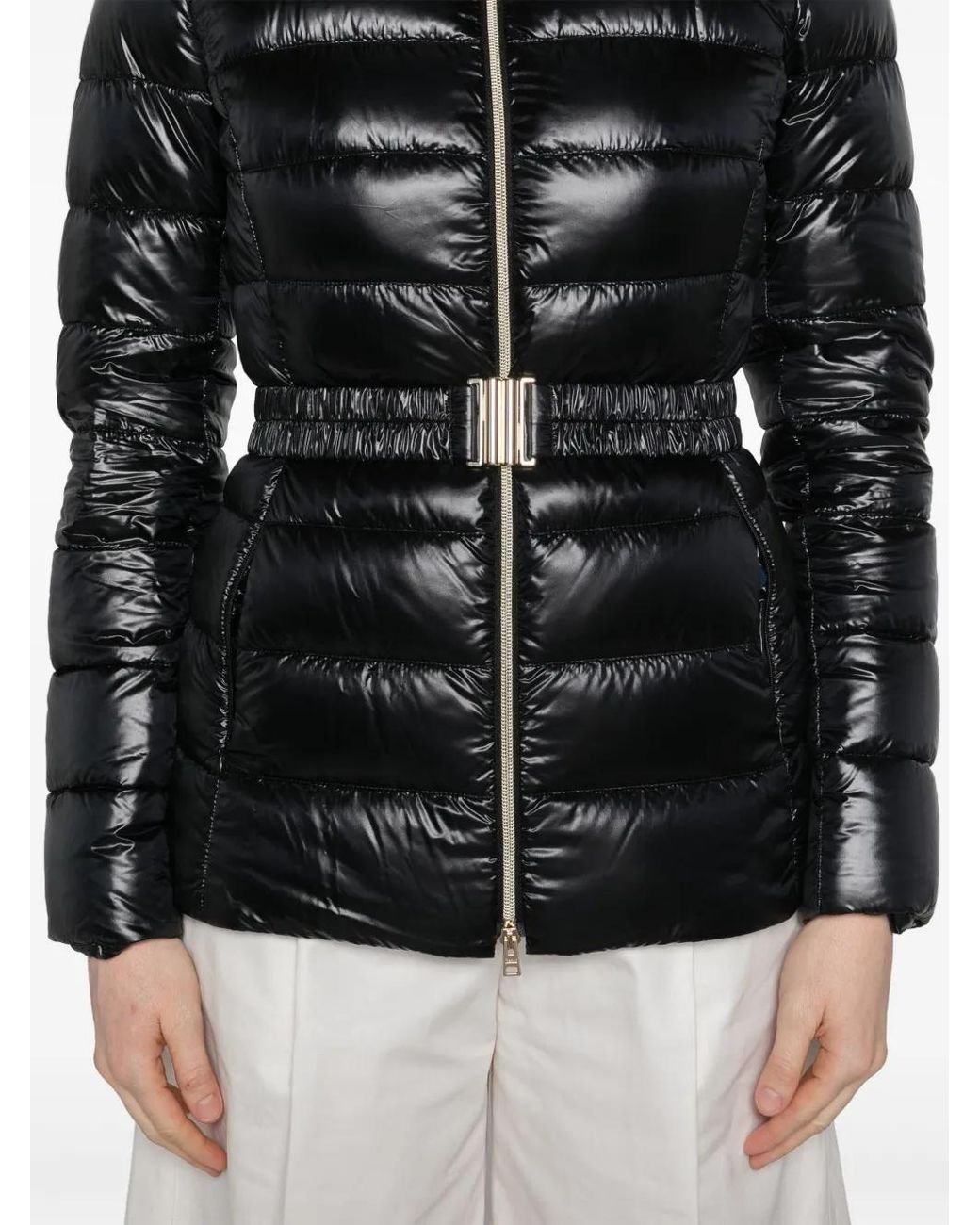 Herno Black Daunenjacke Mit Gürtel