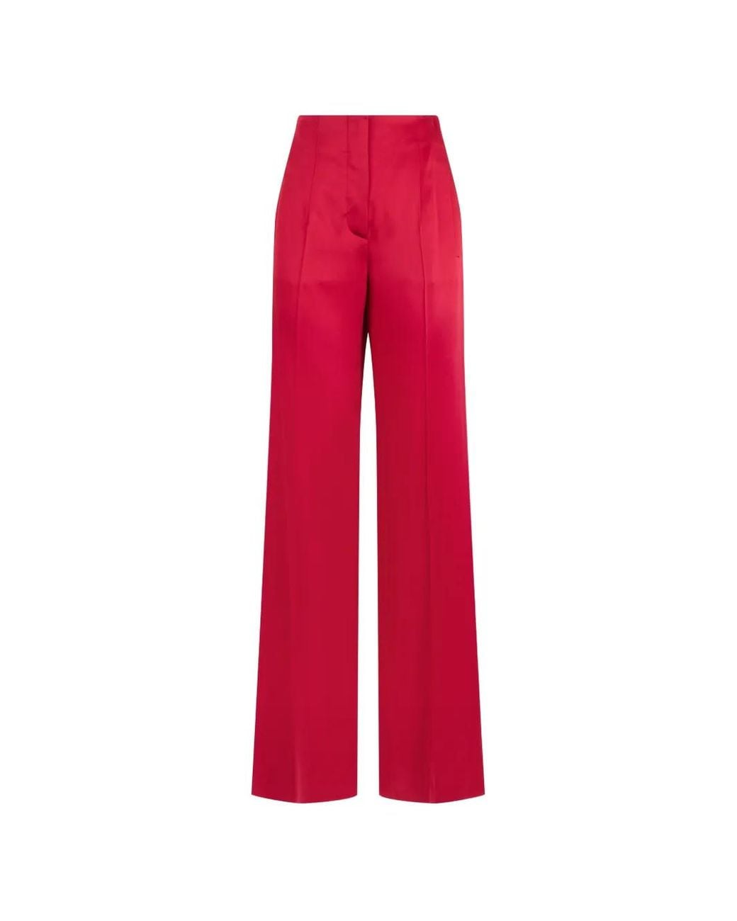 Alberta Ferretti Red Satin-Finish Palazzo Pants