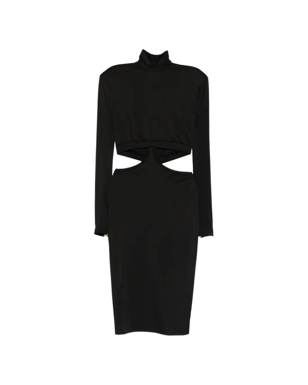 MITILIANE COUTURE Black Cut-Out Zip-Fastening Midi Dress