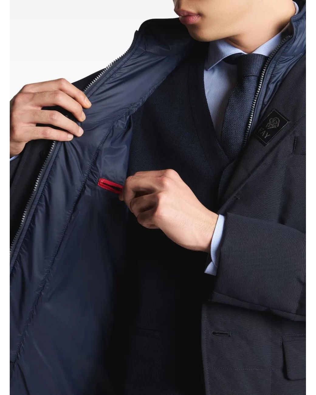 Fay Blue Padded Button-Up Jacket for men