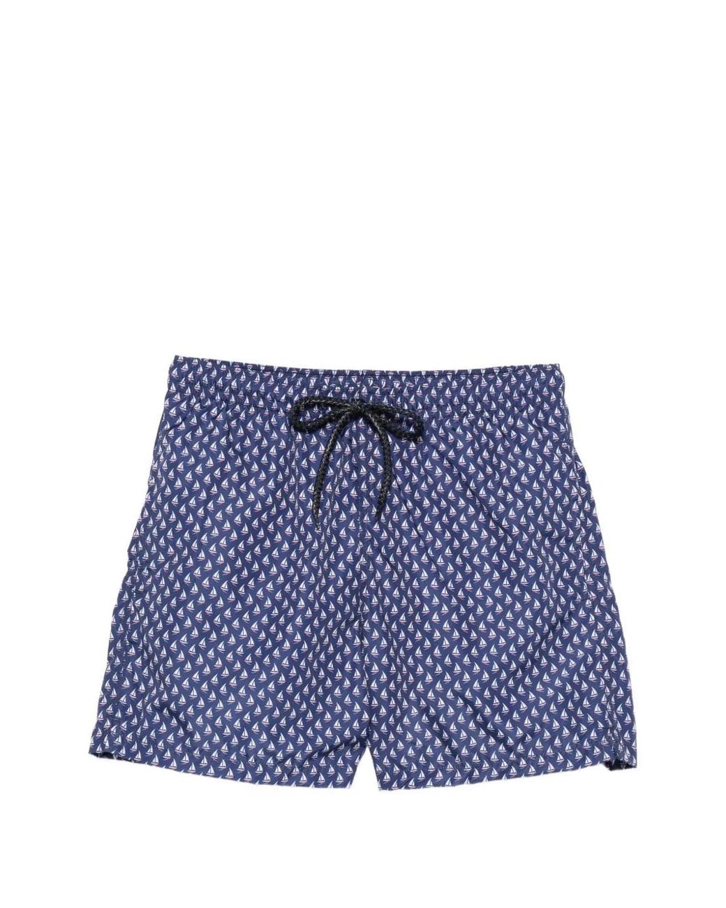 Drumohr Blue Print Swim Shorts for men