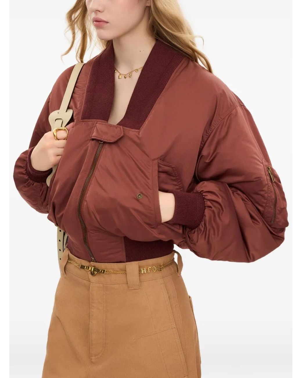 Chloé Red Nylon Bomber Jacket