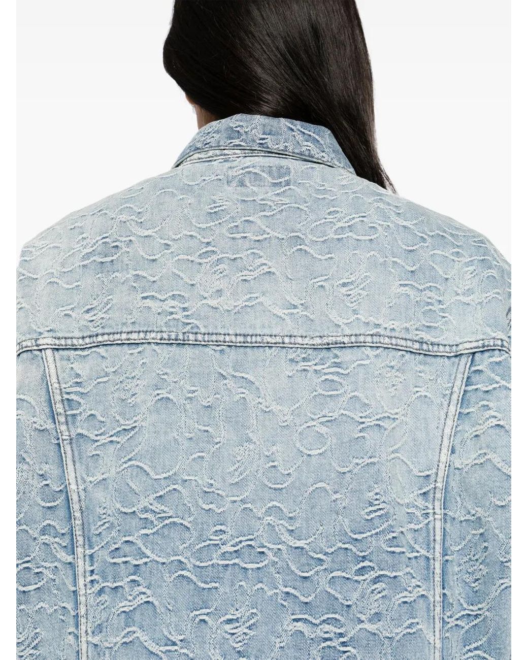 A Bathing Ape Blue Logo-Embroidered Denim Jacket for men