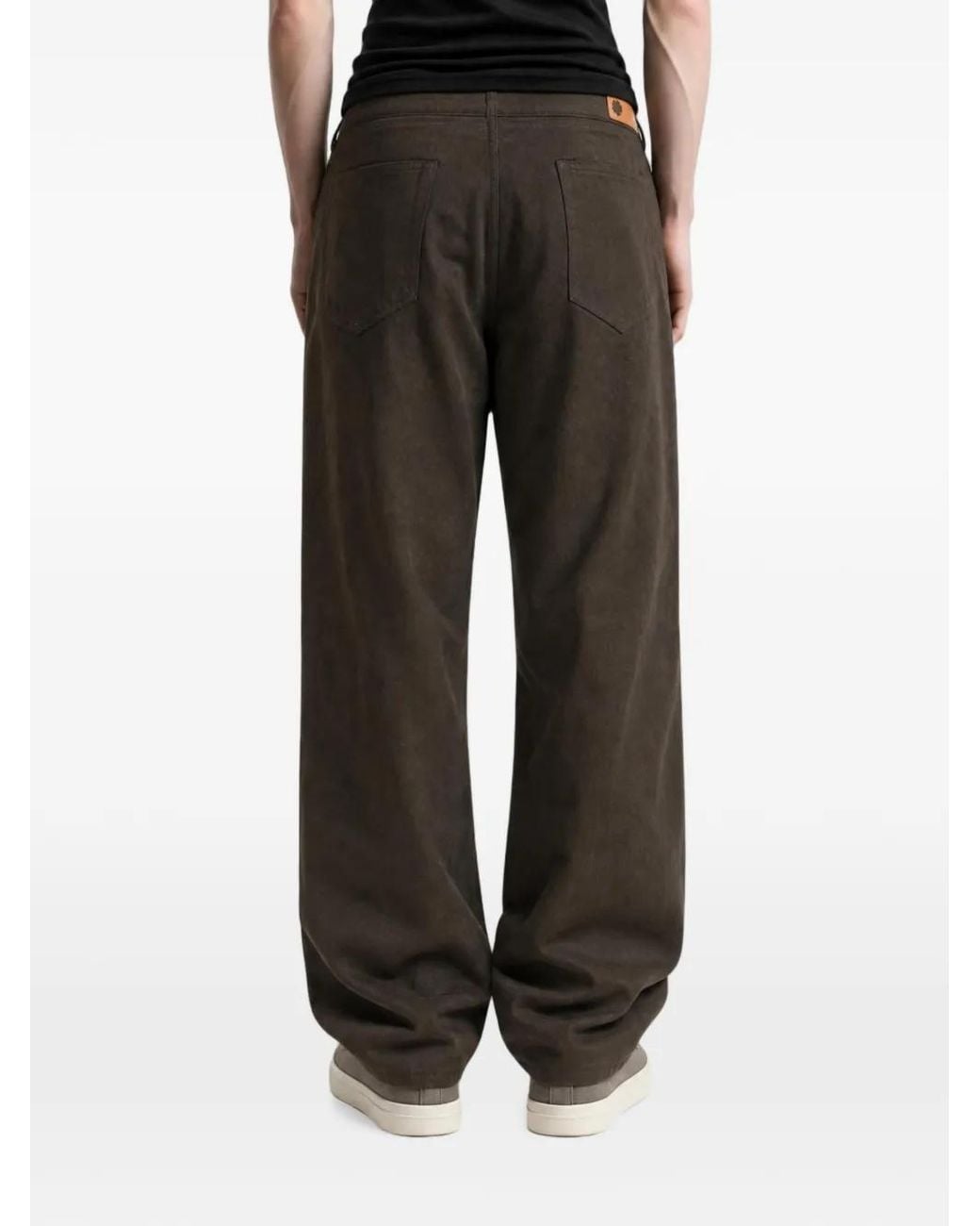 vowels Gray Patchwork Embroidered Jeans for men