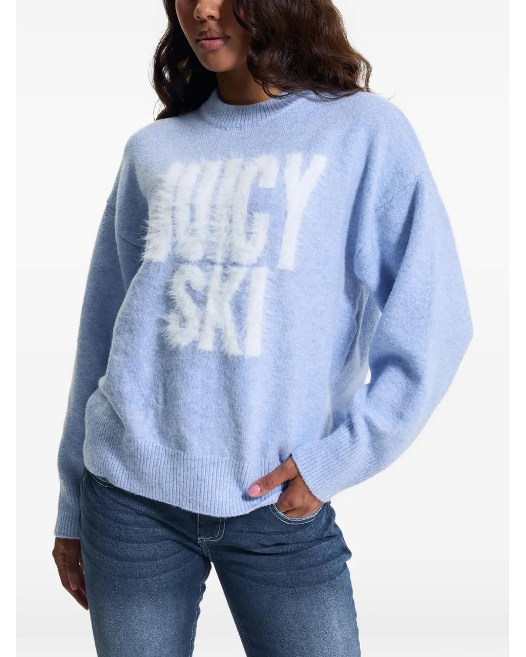 Juicy Couture Blue Intarsia-Knit Sweater